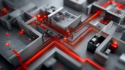 Poster - Intricate technology network design urban infrastructure 3d visualization futuristic environment aerial view digital innovation