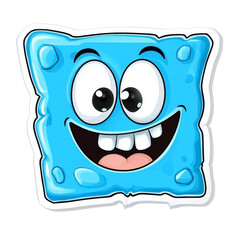 Poster - Playful ice cube character with a cheerful expression on a clean backdrop