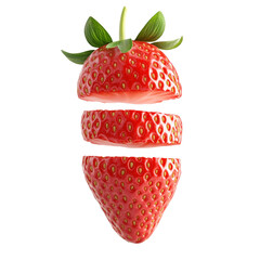 Aufkleber - Deconstructed strawberry composition displaying layers of freshness on transparent setting