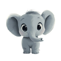 Poster - Charming depiction of an elephant calf with exaggerated features against a clean slate