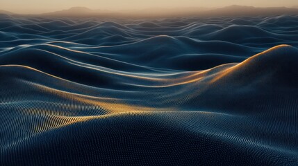 Poster - Abstract wavy landscape at sunset. Possible use Background for design projects