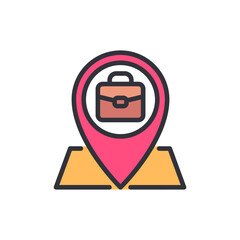 Poster - Job Location Concept With Briefcase Icon On The Map Pointer