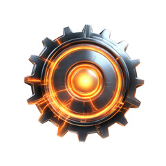 Aufkleber - Glowing Cogwheel Futuristic Technology Gear with Energy Sparks