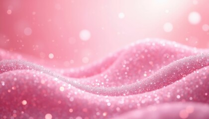Poster - Gentle pink waves glisten with scattered sparkles, creating a magical and serene ambiance in a fairy-tale inspired environment