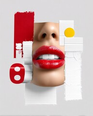 Poster - Pop art collage with exaggerated comic book elements, bold primary colors, layered typography, street art influence, high-energy composition