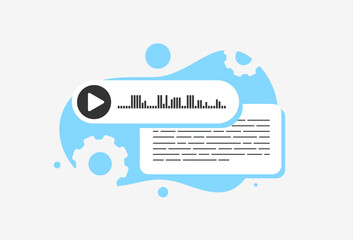 Fototapete - Convert speech to text - vector concept with voice transcription app UI, audio-to-text converter, speech recognition system and automated voice typing tool for digital services