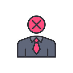 Poster - Businessman With Cross Head Symbolizes Denial Rejection And Cancellation