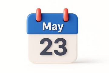 Poster - 3d rendered calendar icon displaying may twenty third on a white background perfect for planning.