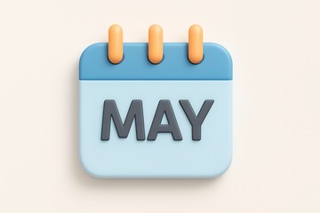 Leinwandbilder - 3d rendered calendar block showing may month in a cute and colorful pastel style against a simple background