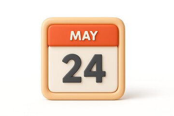 Poster - Simple and clean 3d render of a calendar displaying the date may 24th against a white background
