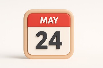 Leinwandbilder - A minimalistic 3d render of a calendar displaying the date may twenty fourth of the year.