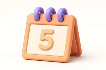 Poster - 3d rendered cute calendar displaying day five representing dates and reminders with clipping path