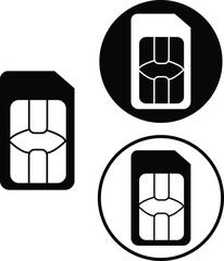 Poster - Sim card icons set. Mobile slot vectors illustration collection. Mobile cellular phone sim card chip logos in trendy flat styles for website, app and ui designs isolated on transparent background.