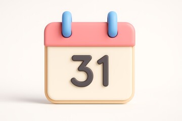Leinwandbilder - Cute 3d rendered calendar displaying the date thirty one suitable for business and daily planner concepts