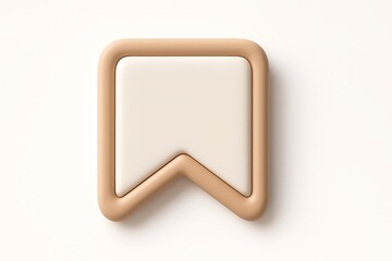 Poster - A minimalist 3d rendered bookmark icon in beige tones against a clean white background for design.