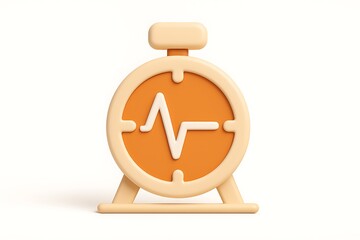 Poster - 3d rendered illustration of a stopwatch icon featuring a stylized heartbeat or waveform design.