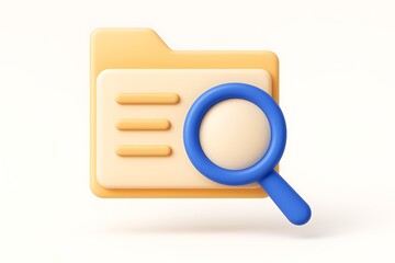 Poster - 3d render of a folder icon with a magnifying glass representing data search and analysis