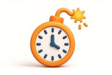 Poster - 3d rendered cartoon illustration of a clock in the shape of a bomb representing urgency and time pre