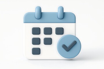 Leinwandbilder - 3d render of a calendar marked complete with a check mark indicating scheduled event or task