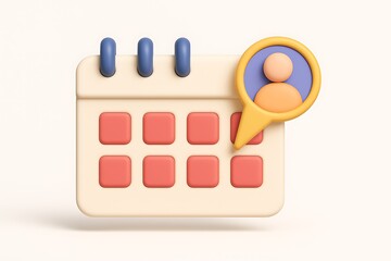 Leinwandbilder - 3d render of a calendar icon with a user profile representation for schedule management