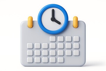 Leinwandbilder - 3d rendered calendar with clock icon illustrating time and date management for scheduling concepts