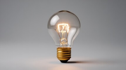 Aufkleber - A soft-glowing incandescent bulb against a white background creates a warm atmosphere, with subtle reflections at the base that enhance its aesthetic