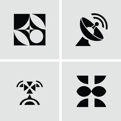 Aufkleber - Modern geometric icon set featuring abstract shapes for design and technological applications