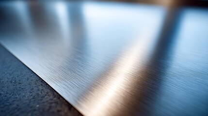 Poster - Brushed aluminum surface captured from a high angle, highlighting its industrial texture and subtle reflective qualities for contemporary design applications