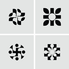 Aufkleber - Abstract geometric shapes in a minimalist style with simple black and white color scheme