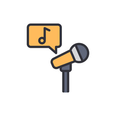 Poster - Microphone With Music Note In Speech Bubble On Transparent Layer