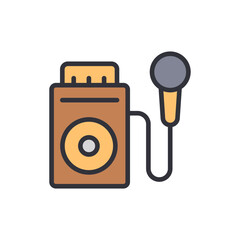 Poster - Minimalist Illustration Of A Speaker And A Microphone On Transparent Layer
