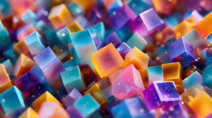 Poster - Colorful abstract cubes background design wallpaper texture pattern graphic art illustration rendering d