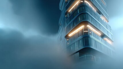 Aufkleber - A tall building with a cloudy sky in the background