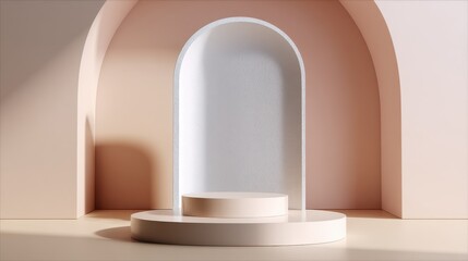 Poster - A white pedestal with a curved archway in the background