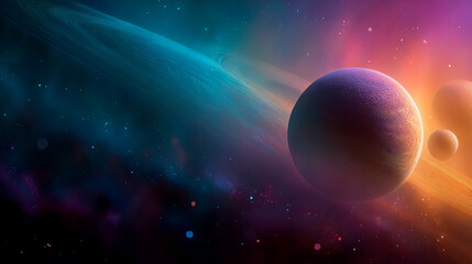 Poster - Beautiful space galaxy wallpaper with planets and nebula for desktop background and mobile phone wallpaper