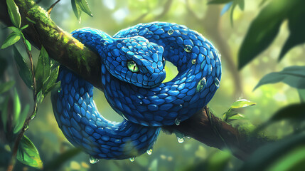Wall Mural - vibrant blue viper