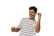 © Asier - Young handsome caucasian man isolated on white background dancing and having fun.