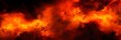 © Ripon - Black dark red orange yellow pattern background. Night sky fire explosion burst flame smoke burning light glow hot. Horror hell evil scary spooky creepy. Wide banner. Panoramic. Design.