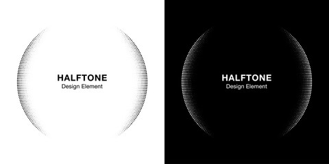 Wall Mural - halftone circle frame abstract dots logo emblem design element for medical, treatment, cosmetic. rou