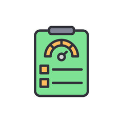 Poster - Green Clipboard With Speedometer Icon And Checkbox Vector Illustration