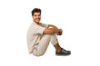 © Asier - Young caucasian man sitting on the floor isolated on white background
