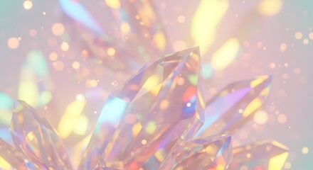 Wall Mural - Iridescent Crystal Cluster with Bokeh Background