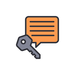 Poster - Secure Communication Represented With Key And Speech Bubble Illustration