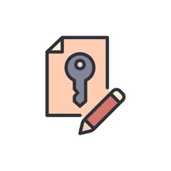Poster - Editable File Featuring A Security Key Represented By Document And Pencil