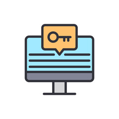 Poster - Computer Displaying A Key In Speech Bubble For Secure Access