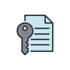 Poster - Secure Document With Key Icon For Data Access And Protection