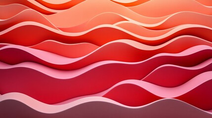 Aufkleber - Abstract Background, Flowing Wave Lines, Red Tones, Smooth, Delicate Pattern,. Soft 3D Design.