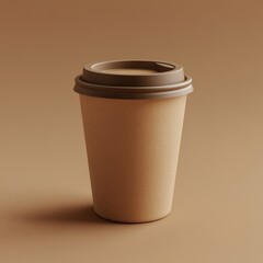 Poster - Single Coffee Cup Still Life Close Up Studio Shot on Brown Background Neutral Tones Minimalist Style