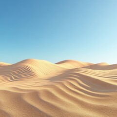 Poster - Desert landscape with sand dunes under a clear blue sky at daytime in a minimalist style nature background