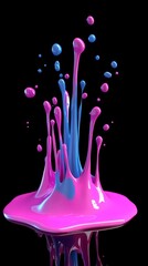 Aufkleber - Vivid Paint Splash Abstract Art on Black Background Close Up Studio Shot of Liquid Motion and Color Explosion
